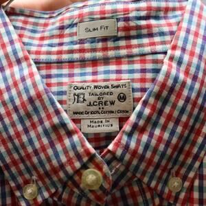 J.Crew Slim Fit Quality Woven Shirt Red Blue Green Gingham Check M